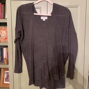 Velvet by Graham & Spencer lightweight knit top, charcoal w metallic thread, M